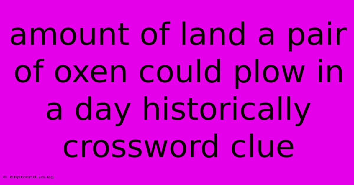 Amount Of Land A Pair Of Oxen Could Plow In A Day Historically Crossword Clue