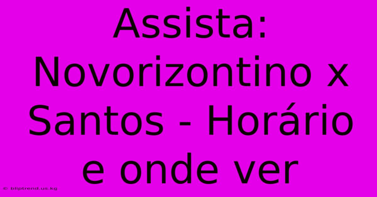 Assista: Novorizontino X Santos - Horário E Onde Ver
