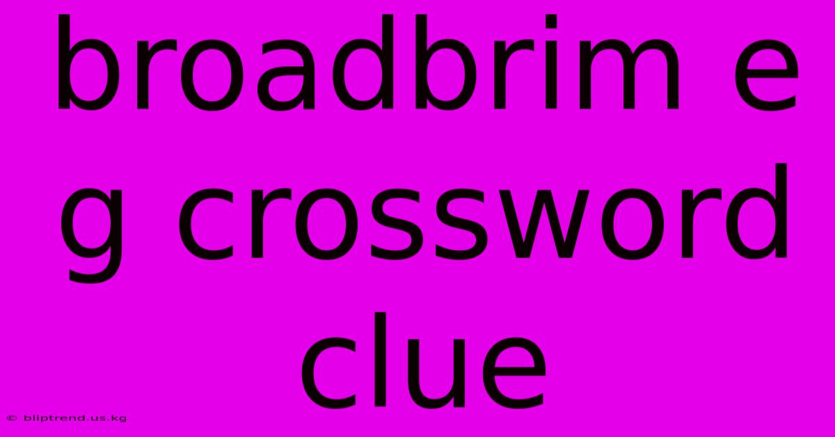 Broadbrim E G Crossword Clue