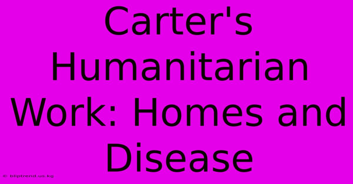 Carter's Humanitarian Work: Homes And Disease