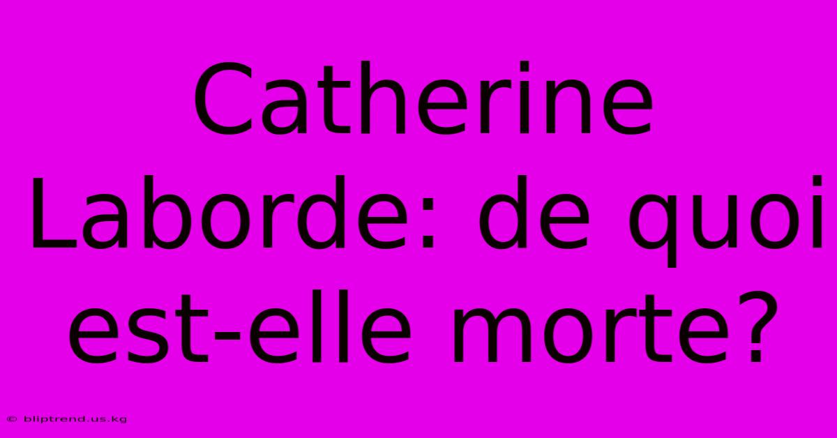 Catherine Laborde: De Quoi Est-elle Morte?