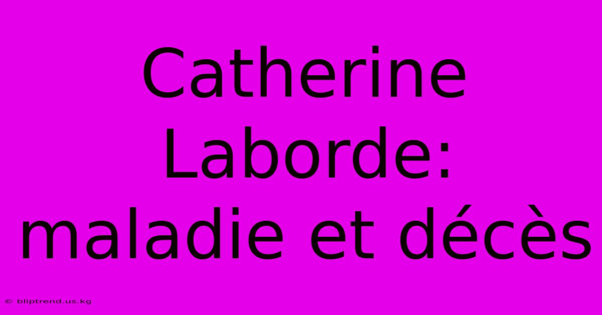 Catherine Laborde: Maladie Et Décès