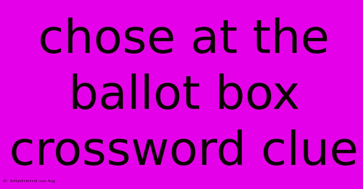 Chose At The Ballot Box Crossword Clue