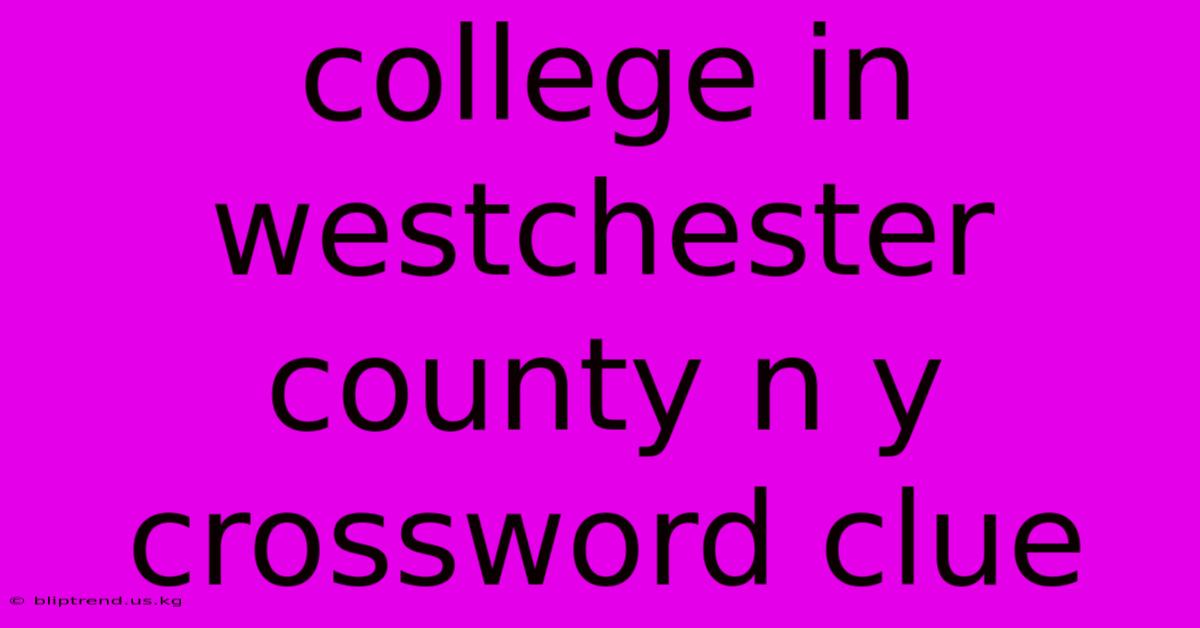 College In Westchester County N Y Crossword Clue