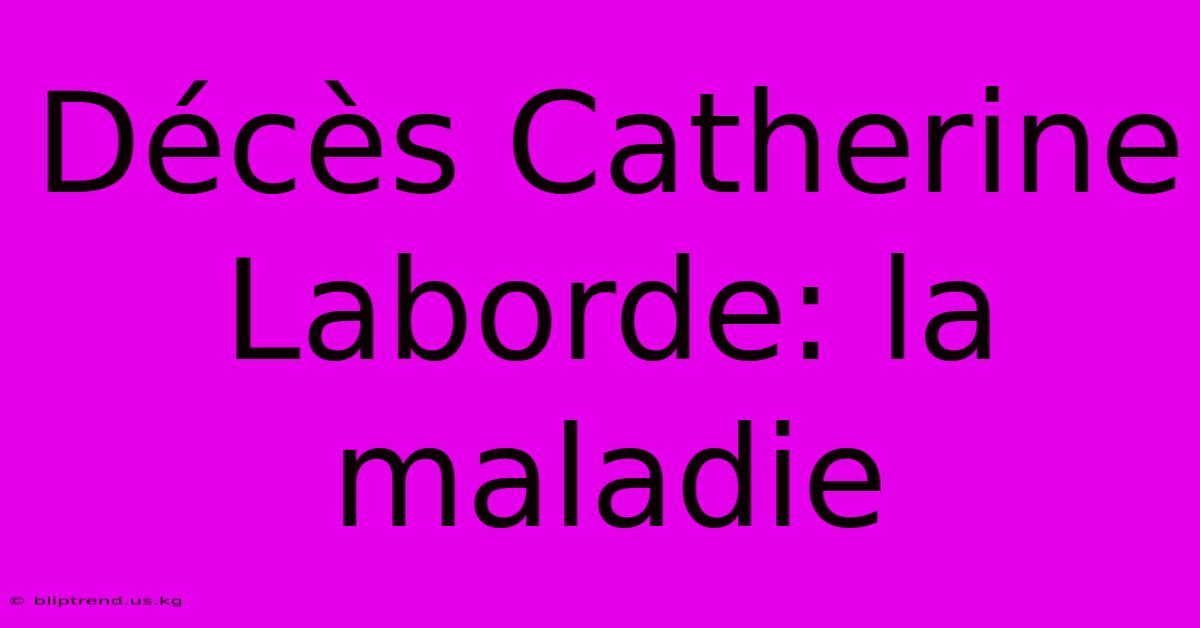 Décès Catherine Laborde: La Maladie