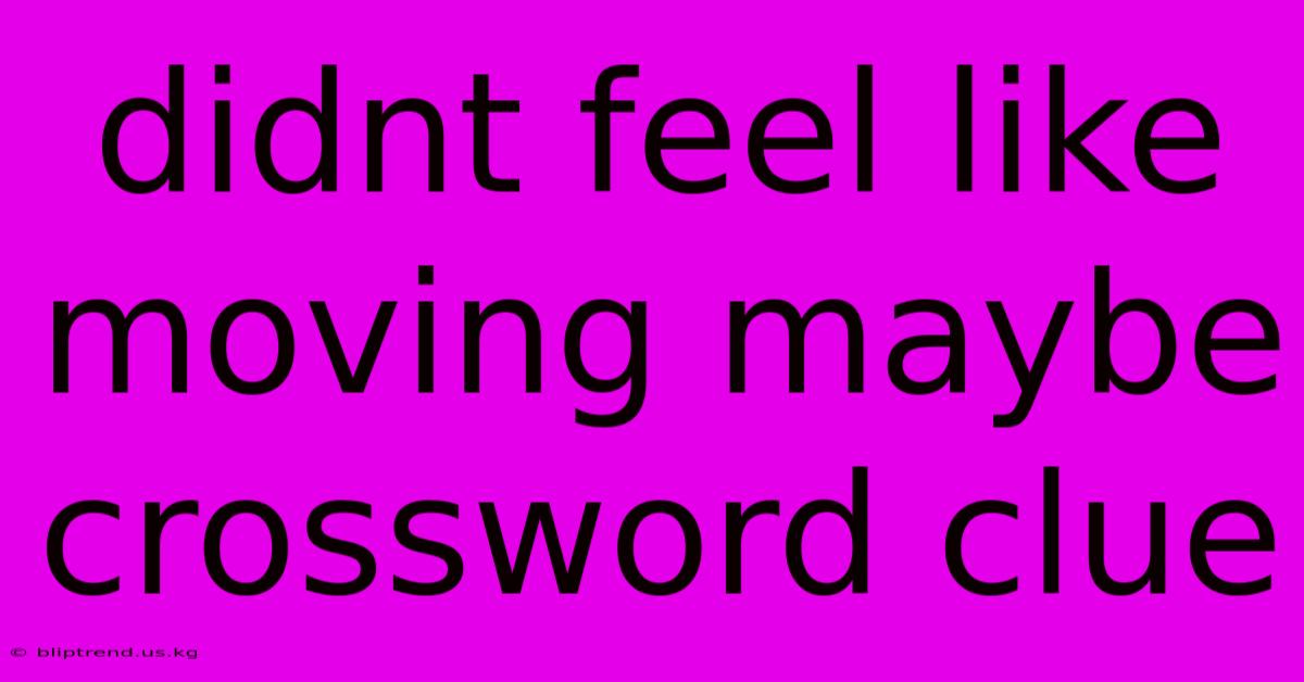 Didnt Feel Like Moving Maybe Crossword Clue