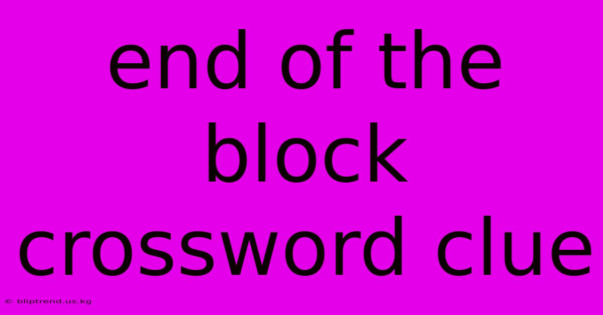 End Of The Block Crossword Clue