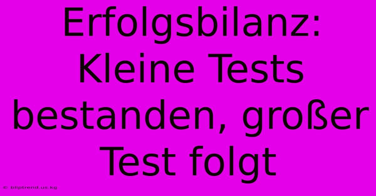 Erfolgsbilanz: Kleine Tests Bestanden, Großer Test Folgt