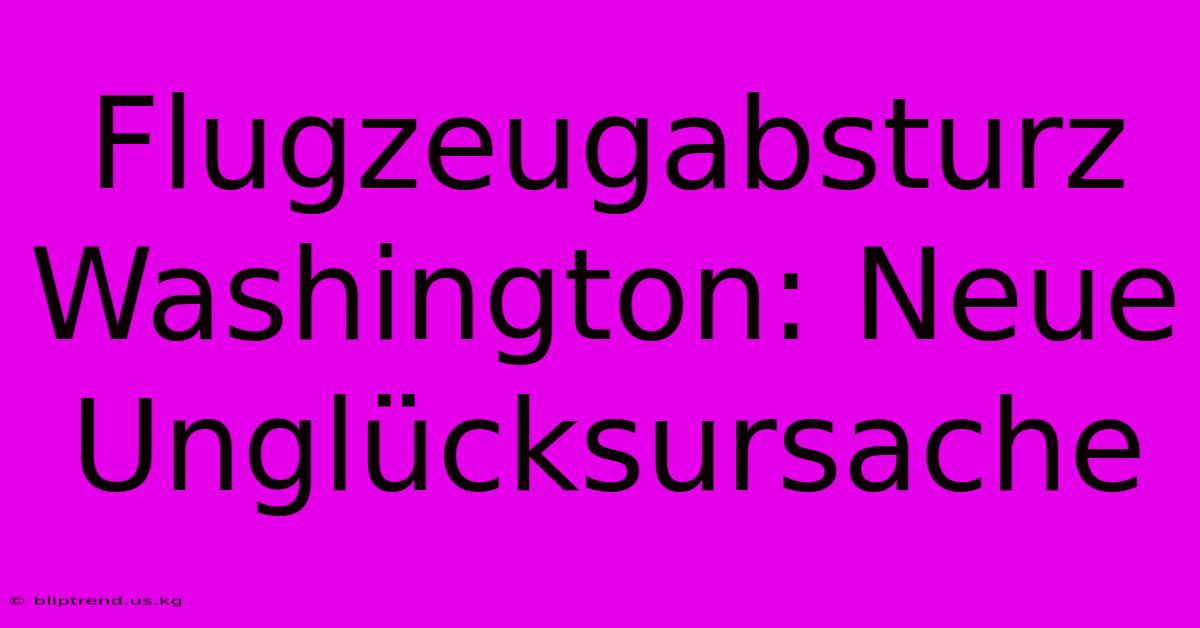 Flugzeugabsturz Washington: Neue Unglücksursache