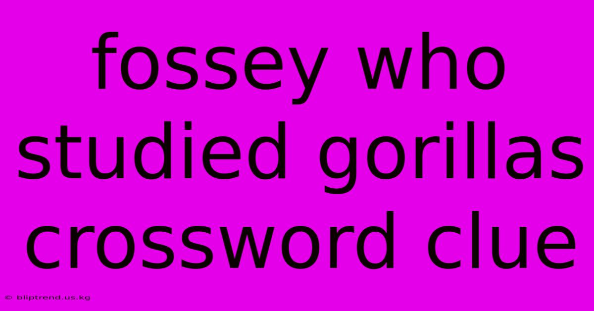 Fossey Who Studied Gorillas Crossword Clue