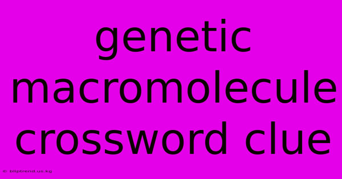 Genetic Macromolecule Crossword Clue