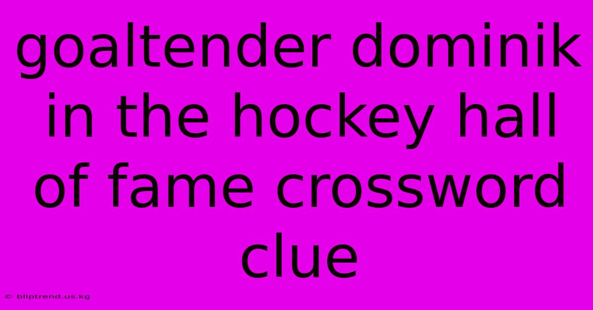 Goaltender Dominik In The Hockey Hall Of Fame Crossword Clue