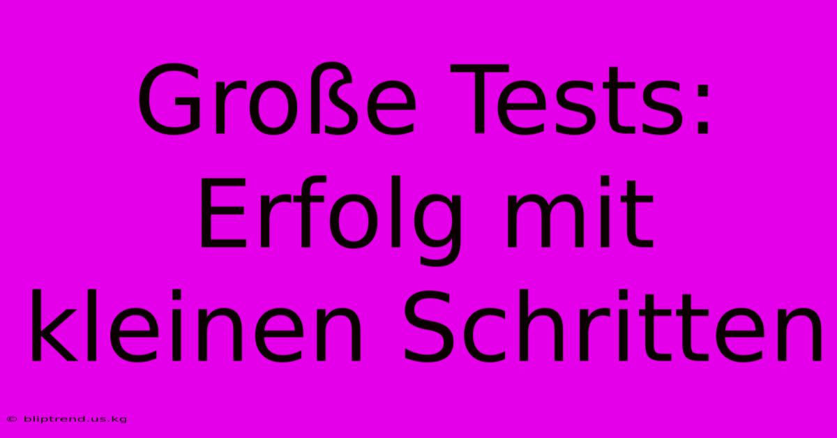 Große Tests: Erfolg Mit Kleinen Schritten