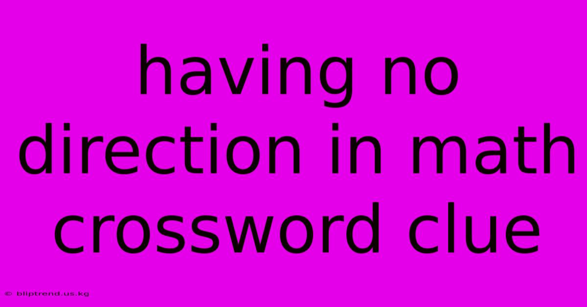 Having No Direction In Math Crossword Clue