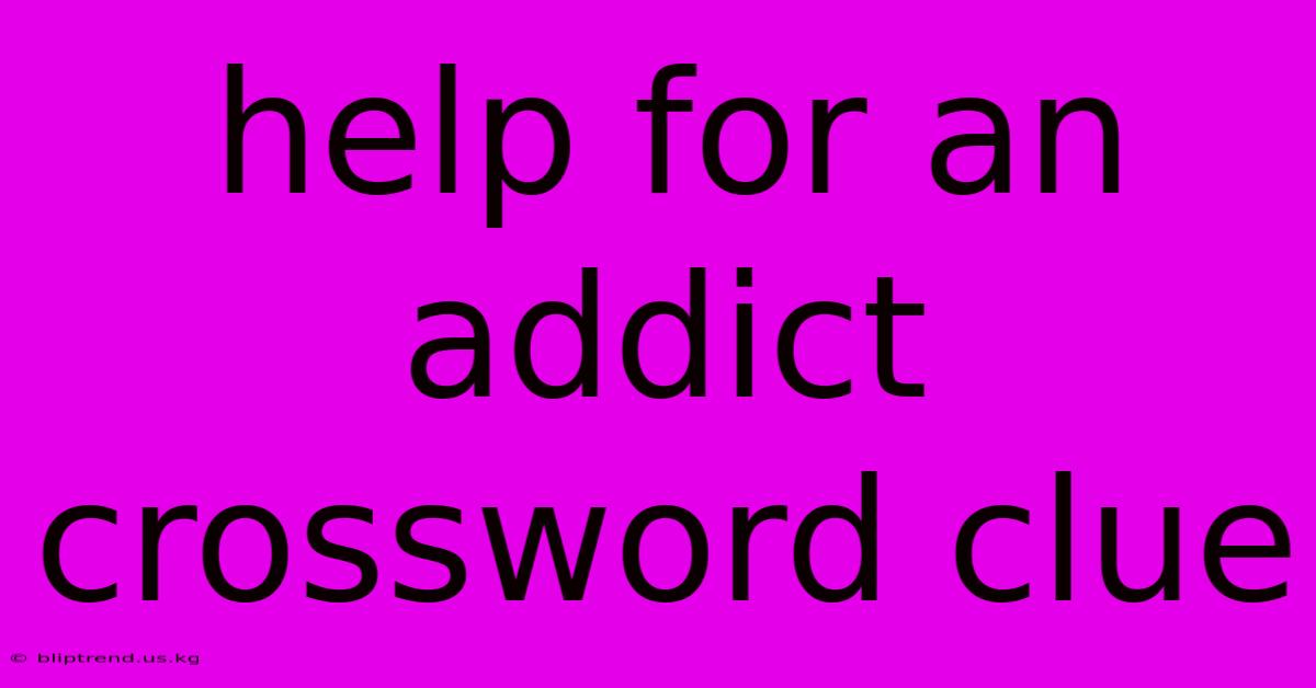 Help For An Addict Crossword Clue