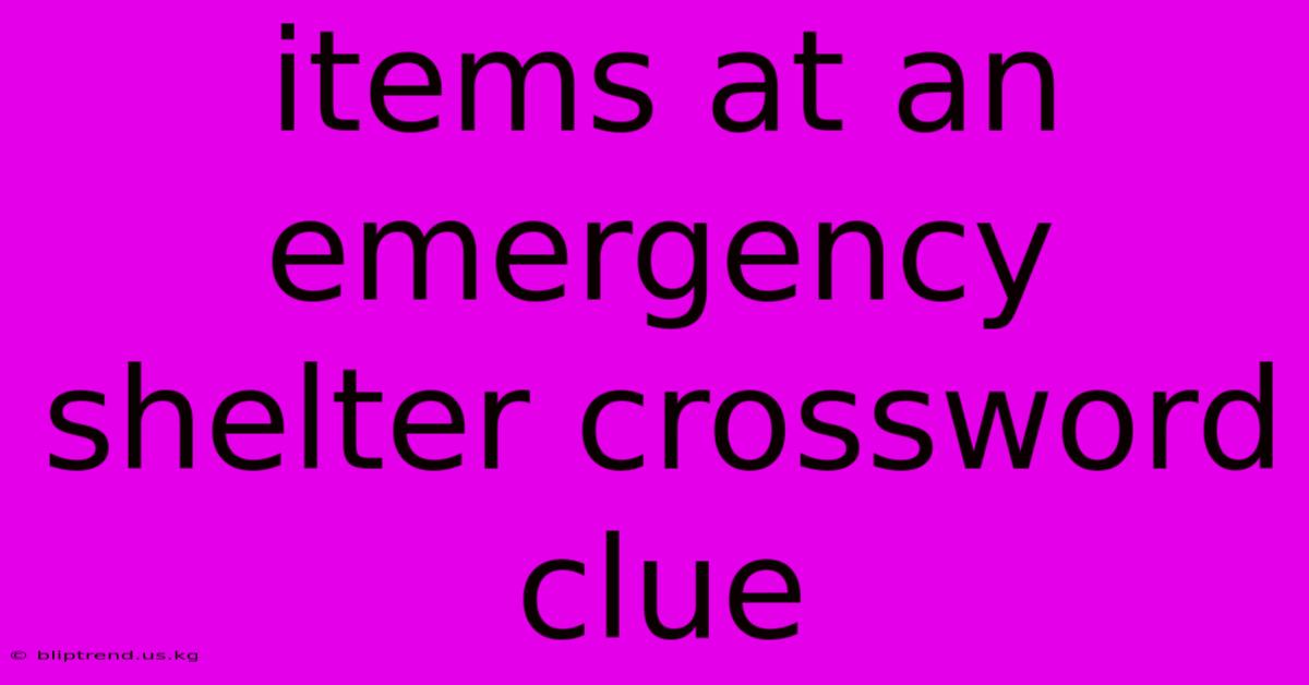 Items At An Emergency Shelter Crossword Clue