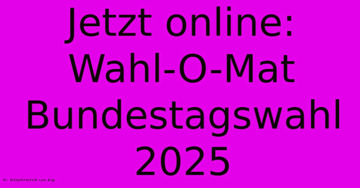 Jetzt Online: Wahl-O-Mat Bundestagswahl 2025