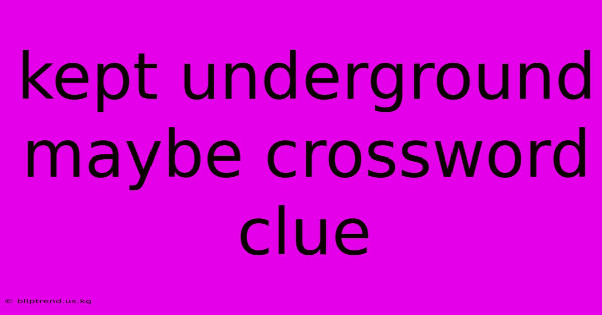 Kept Underground Maybe Crossword Clue