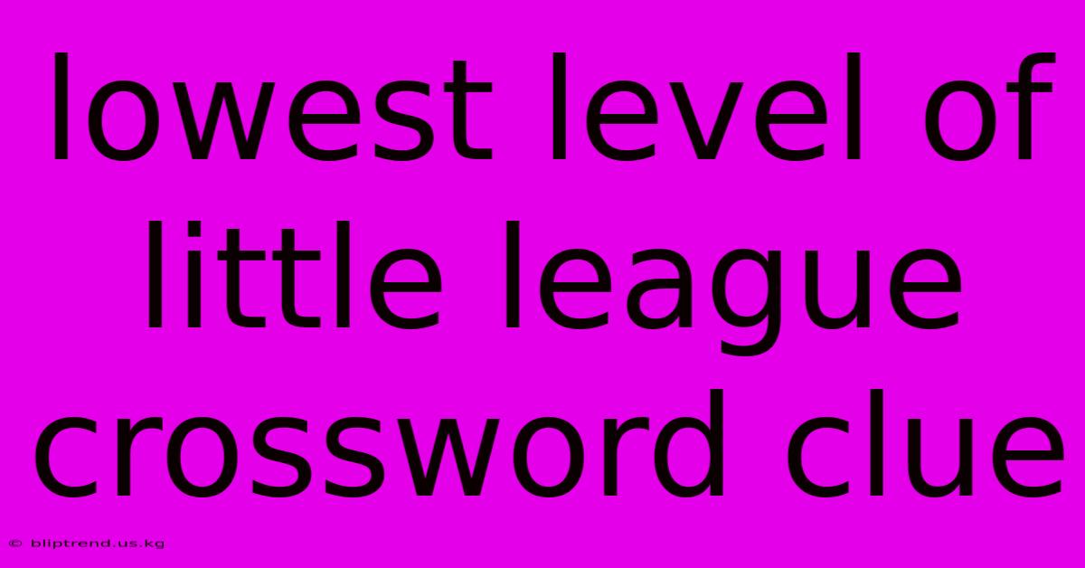 Lowest Level Of Little League Crossword Clue