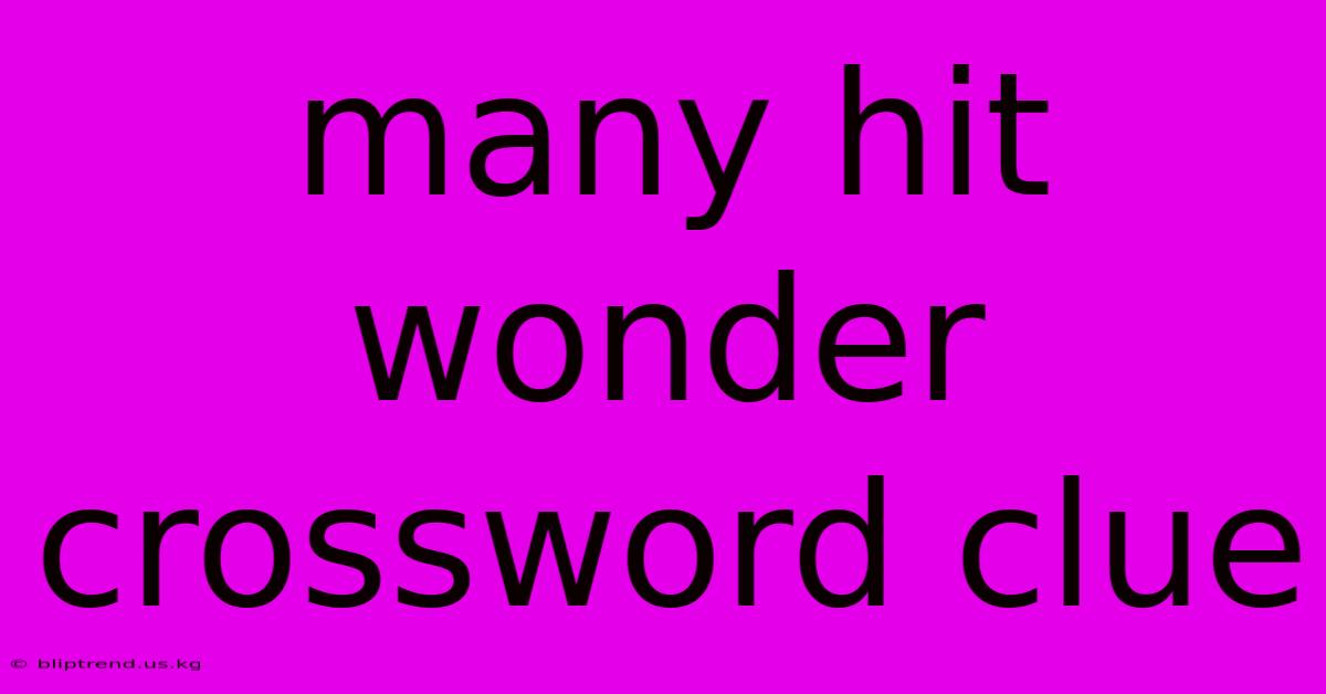 Many Hit Wonder Crossword Clue