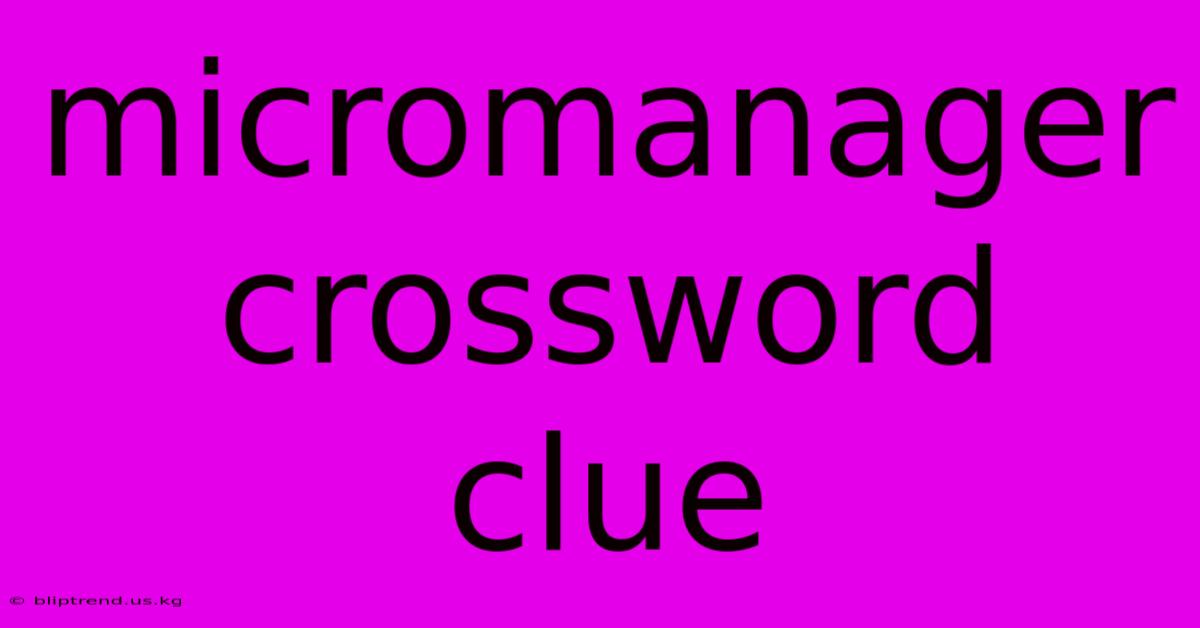 Micromanager Crossword Clue