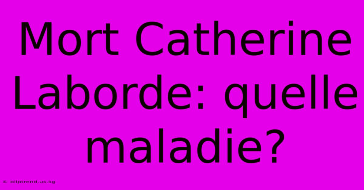 Mort Catherine Laborde: Quelle Maladie?