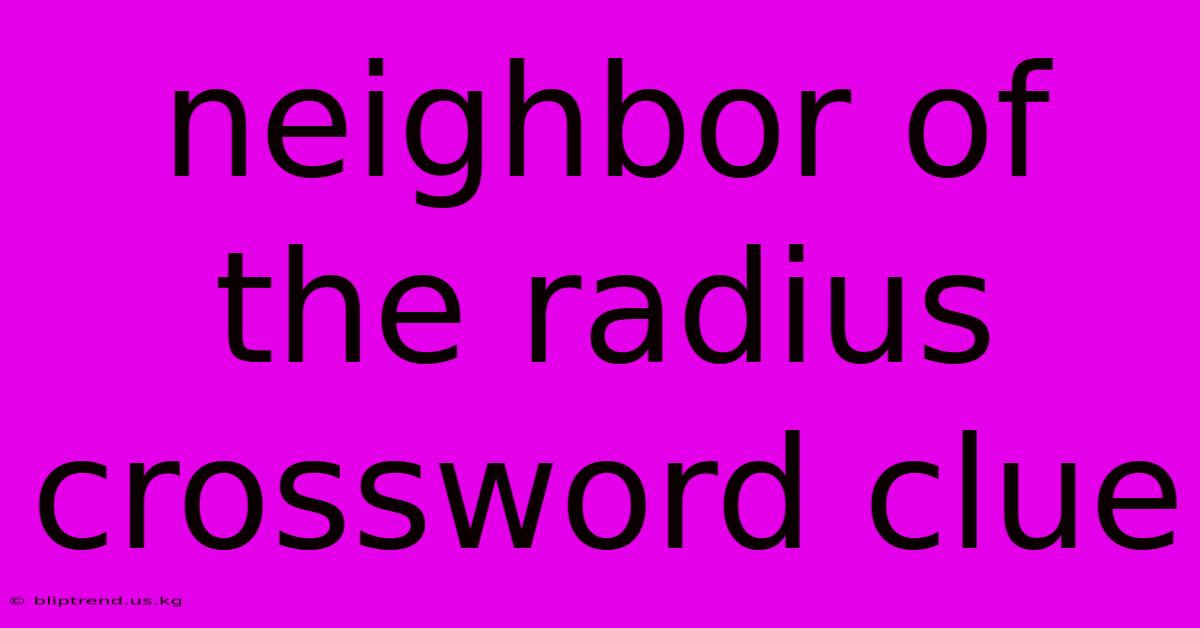 Neighbor Of The Radius Crossword Clue