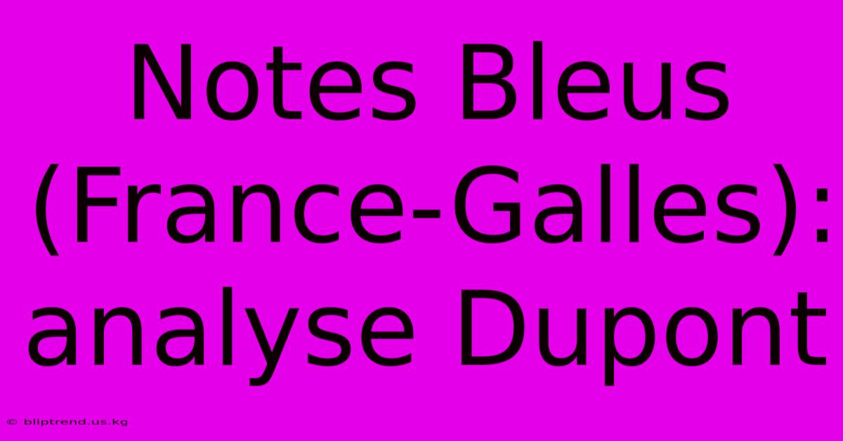 Notes Bleus (France-Galles):  Analyse Dupont