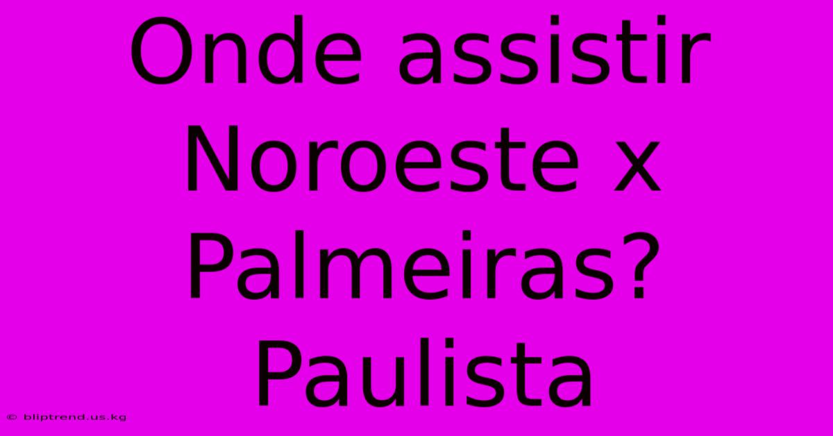 Onde Assistir Noroeste X Palmeiras? Paulista