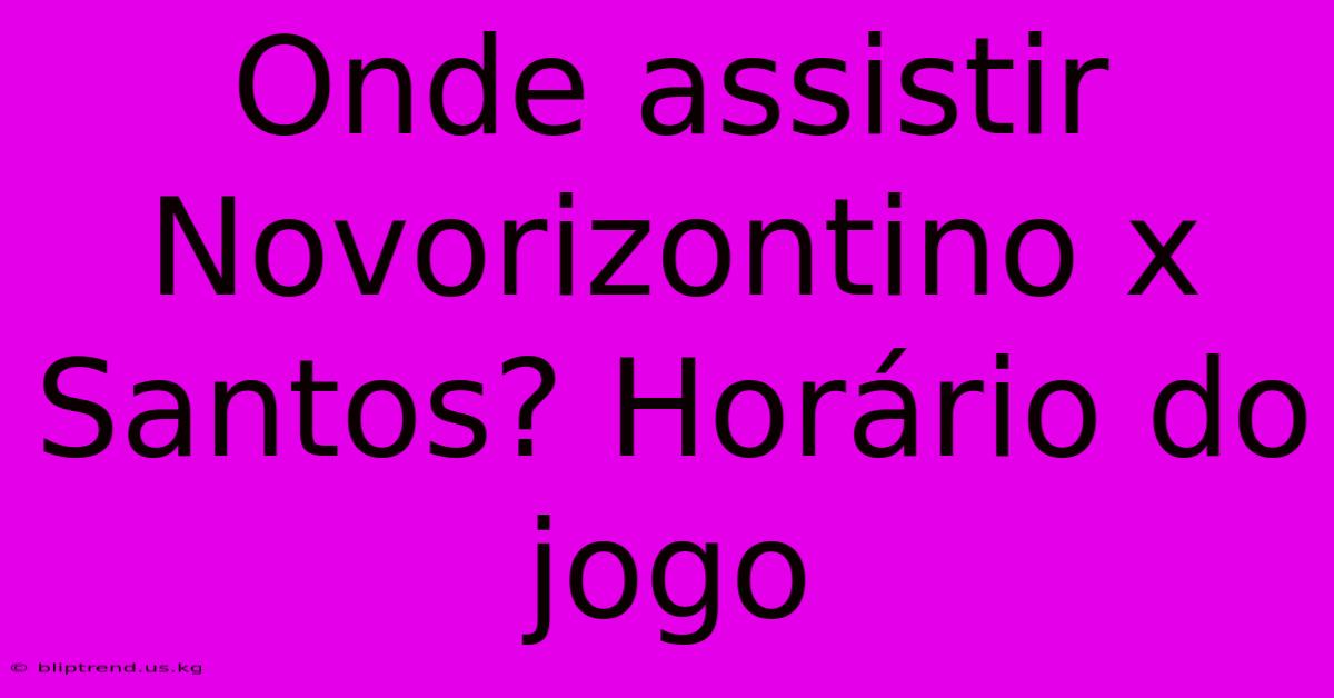 Onde Assistir Novorizontino X Santos? Horário Do Jogo