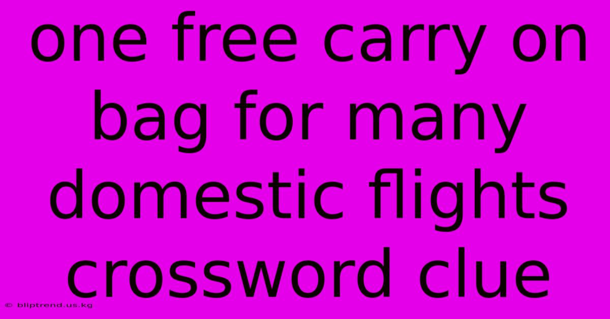 One Free Carry On Bag For Many Domestic Flights Crossword Clue