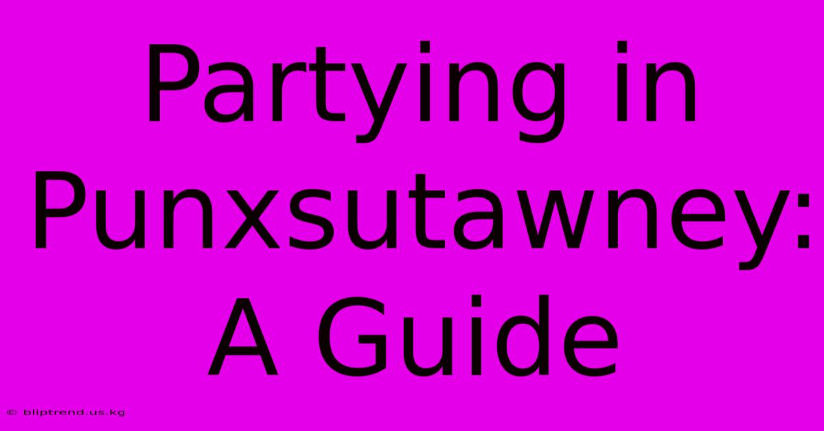 Partying In Punxsutawney: A Guide