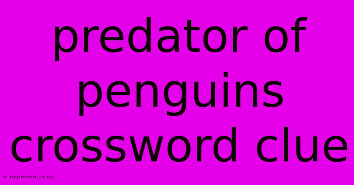 Predator Of Penguins Crossword Clue