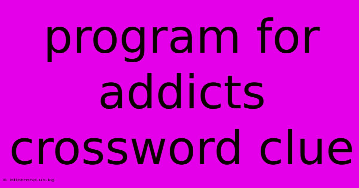 Program For Addicts Crossword Clue