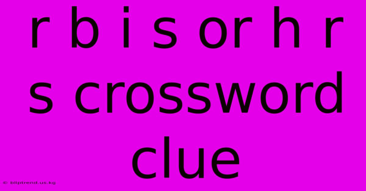 R B I S Or H R S Crossword Clue