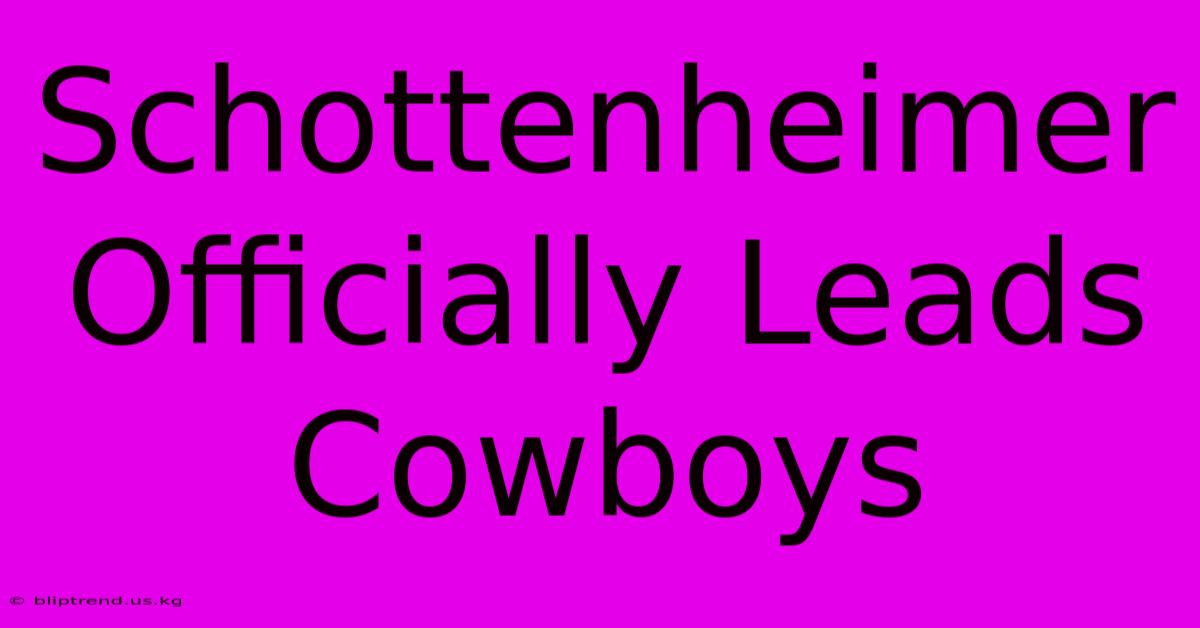 Schottenheimer Officially Leads Cowboys