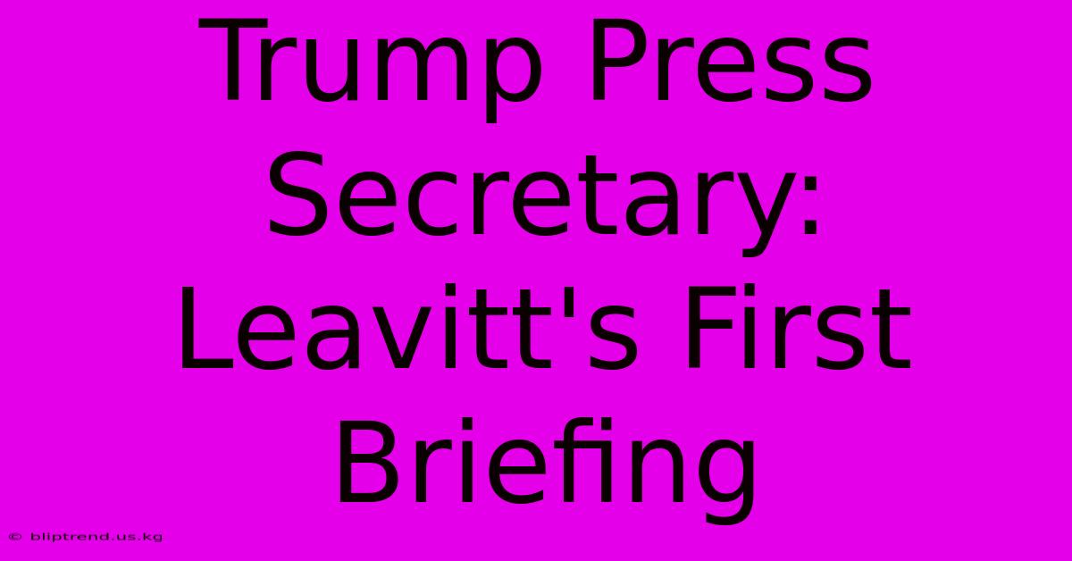 Trump Press Secretary: Leavitt's First Briefing