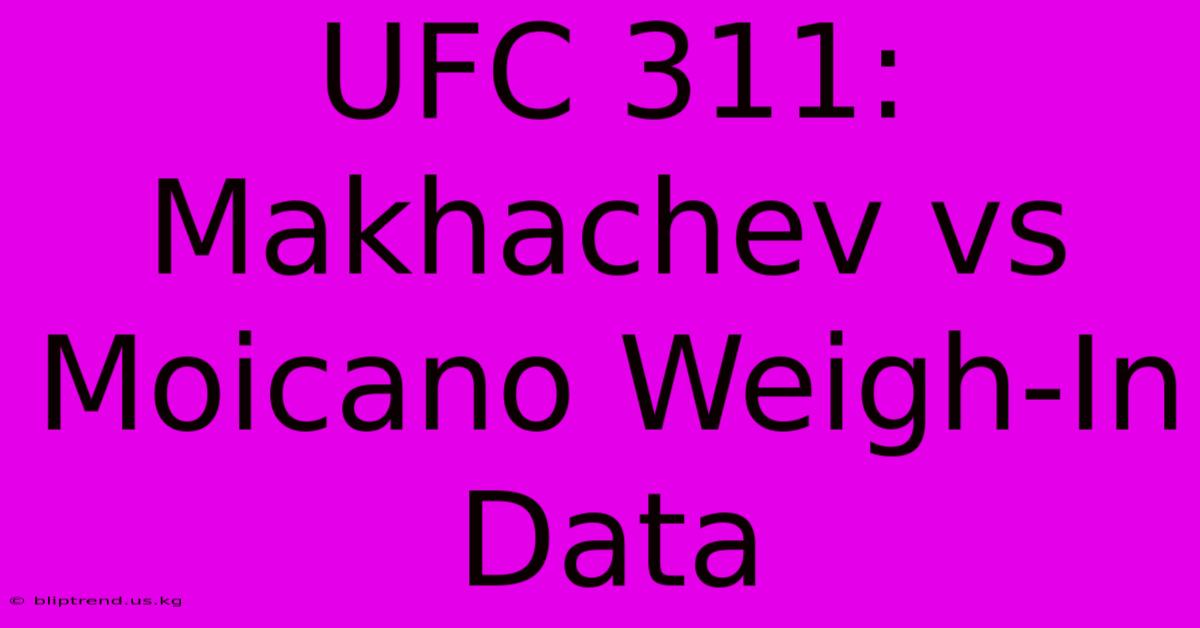 UFC 311: Makhachev Vs Moicano Weigh-In Data