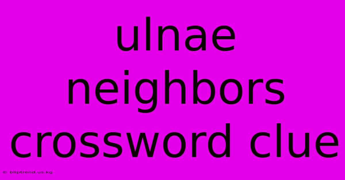 Ulnae Neighbors Crossword Clue