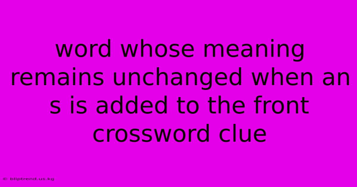 Word Whose Meaning Remains Unchanged When An S Is Added To The Front Crossword Clue